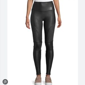 SPANX Faux Leather Moto Leggings in Black, Wet Look